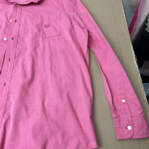 Chaps Mens Long Sleeve Button-Down Shirt XL Pink Easy Care Cotton Blend - Picture 2 of 8